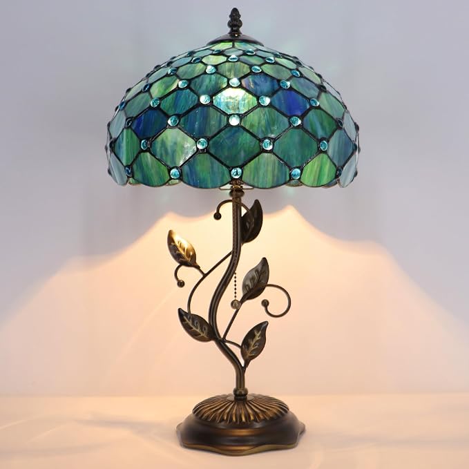 Tiffany Table Lamp Stained Glass Bedside Reading Light W12H19 inch