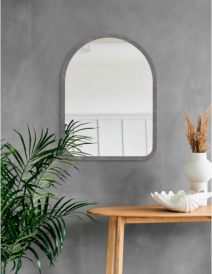 Arched Mirror for Wall, Large 20" x 16" Rustic Mirror with Wood Frame for Wall Decor Bathroom Vanity Mirror Living Room Entryway Hallway