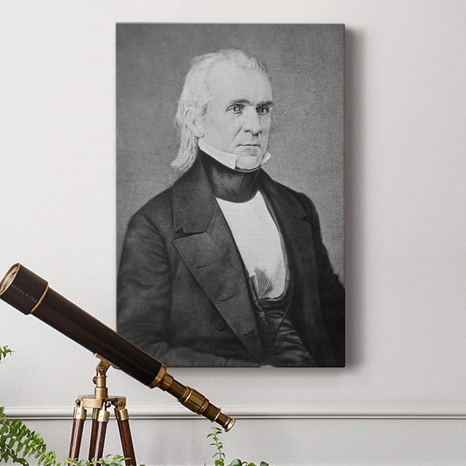 Renditions Gallery James K. Polk Presidental Portrait Wall Art, Premium Gallery Wrapped Canvas Decor, Ready to Hang, 18 in H x 12 in W, Made in America Print