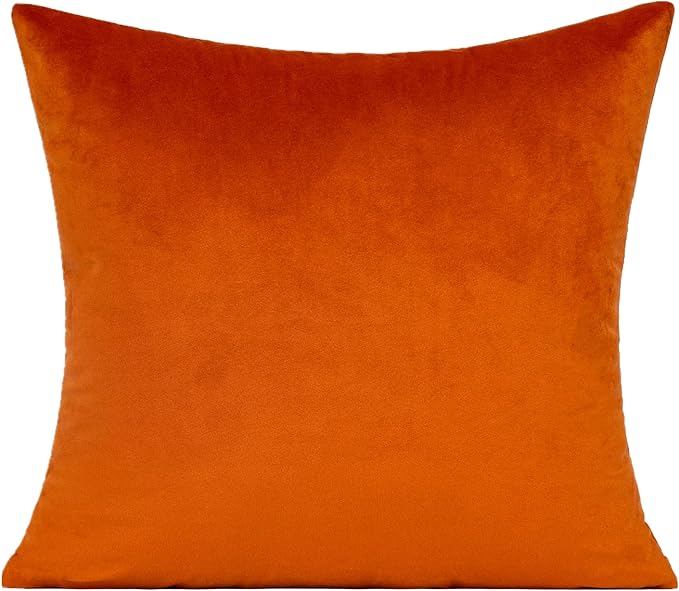 VAKADO Burnt Orange Velvet Fall Throw Pillow Covers Rust Autumn Thanksgiving Square Cozy Soft Solid Decorative Cushion Cases Home Decor for Couch Sofa Bedroom Car Set of 2,22x22 Inches