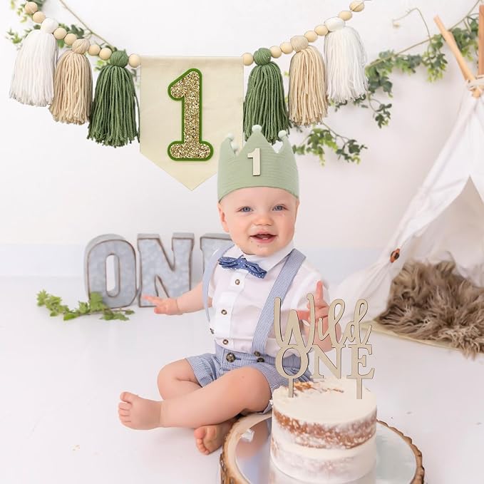 Wild One Decorations Boy 1st Birthday Highchair Banner 1 Year Old Birthday