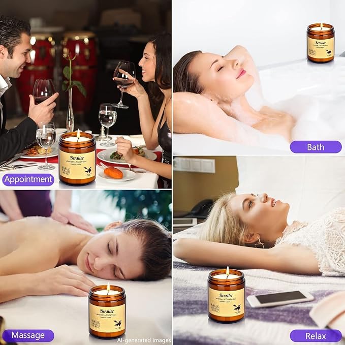 Lavender Eucalyptus Scented Candles, Soy Wax Candles, 2 Pack | Stress Relief and Relax Aromatherapy Candle for Home Bathroom, Candles Gift for Women Birthday Christmas