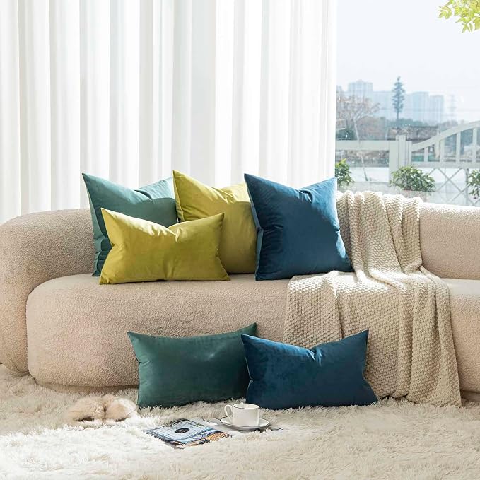 JUSPURBET 26x26 Euro Velvet Throw Pillow Covers Set of 2,Prussian