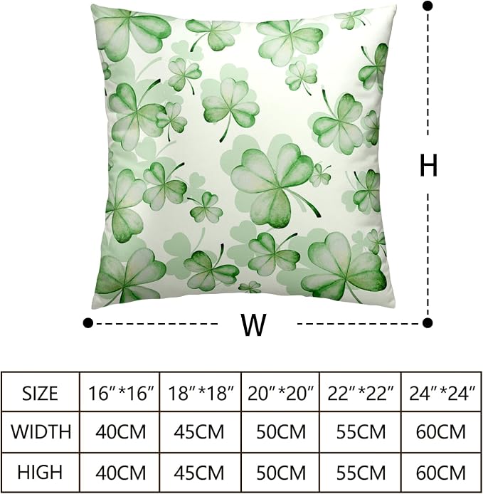 2 Pack Spring Summer Green Clover Pillow Covers 22x22 St Patricks Day Pillow Decorative Pillows Cases Shamrock Pillowcase Warm Touch Cotton Blend Home Decor for Indoor Sofa