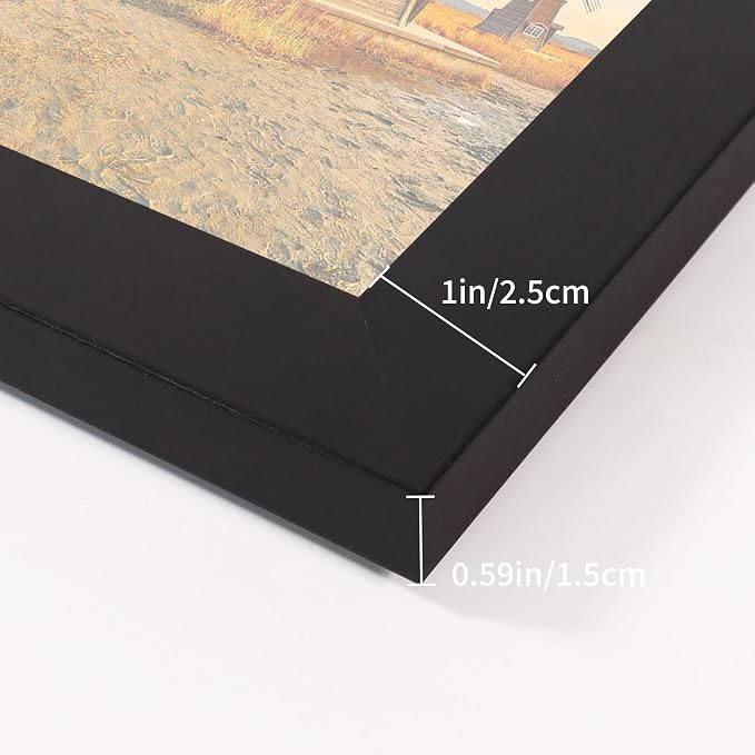 4x6 Collage Picture Frames Set of 2, Rustic Wooden Real Glass Horizontal Hanging 3 Opening 4 by 6 Photo Frame, Black