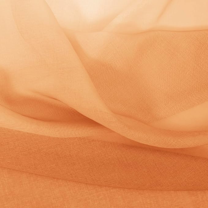 DWCN Ombre Sheer Curtains - 84 inches Long Faux Linen Gradient Semi Voile Curtains for Bedroom and Living Room, Set of 2 Grommet Top Window Curtain Panels, 42 x 84 Inches Long, Sunset Orange