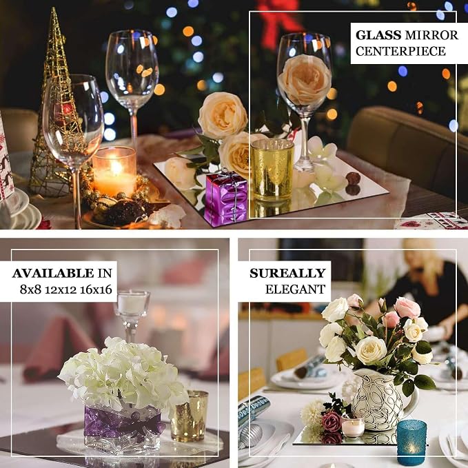 Efavormart 10" Square Glass Mirror Wedding Party Table Decorations Centerpieces - 6 PCS