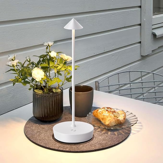 Set of 2 Cordless Rechargeable Led Table Lamp Battery Operated Light White