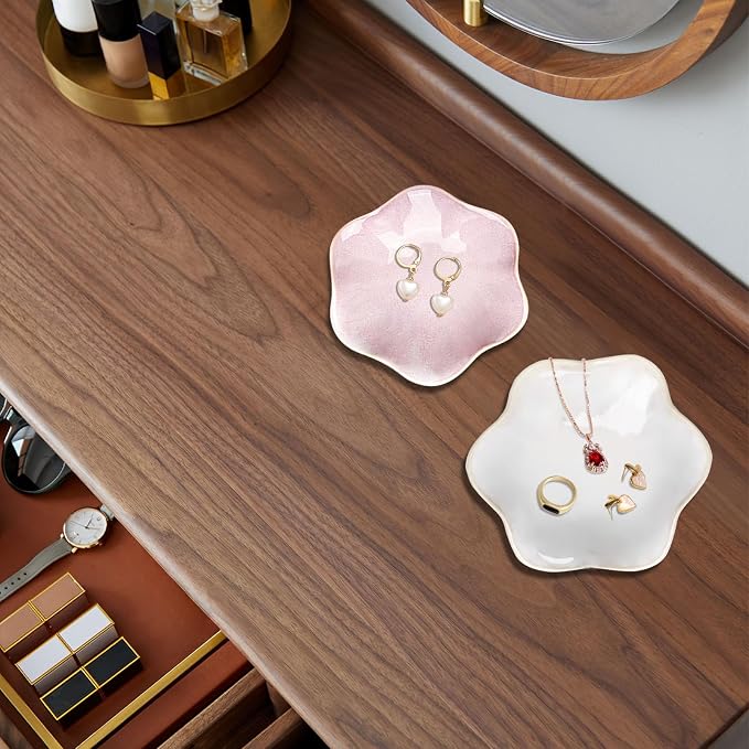 Binoster Ceramic Jewelry Dish,Ring Dish,Trinket Tray,Jewelry Tray Room Decor Bathroom Home Decor Gifts for Women Mom Sister Coworker Friend Bride(5.5in White)