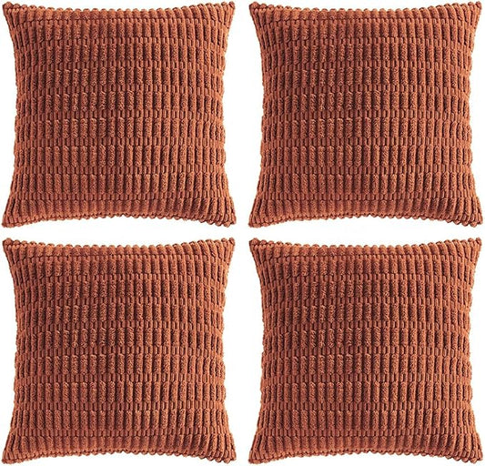 Fancy Homi 4 Packs Decorative Throw Pillow Covers for Living Room Couch Bed, Modern Farmhouse Boho Home Décor Accent Cushion Case, 26" x 26", Rust