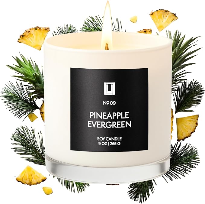 Lulu Candles Pineapple Evergreen Scented Soy Blend Jar Candle, 9 Oz. | Luxury, Hand Poured in The USA, Highly Scented, Home Fragrance & Decor