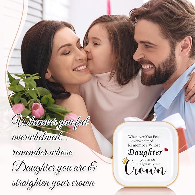 PUDDING CABIN Daughter Gifts from Mom Dad Straighten Your Crown Ring Dish Gifts for Daughter Adult Birthday Mother's Day Graduation Christmas