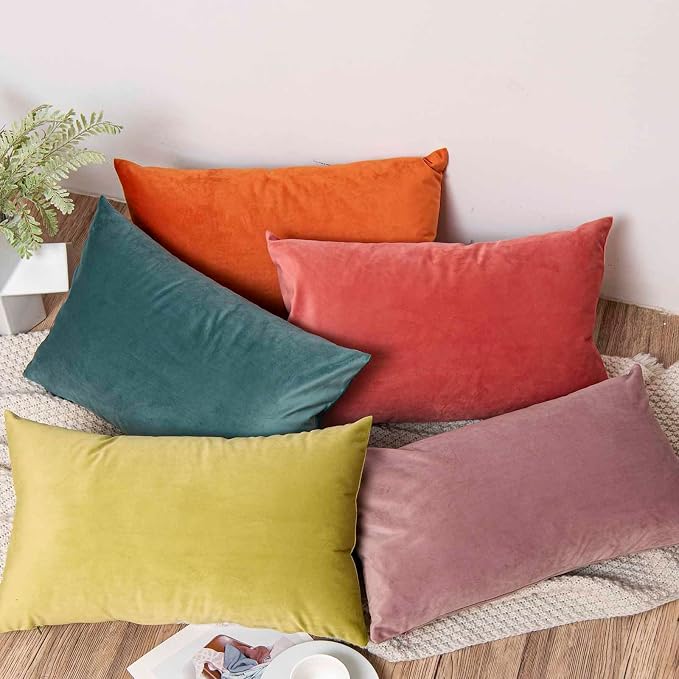 16x16 Velvet Throw Pillow Covers Set of 2 for Couch Sofa Bed,Coral