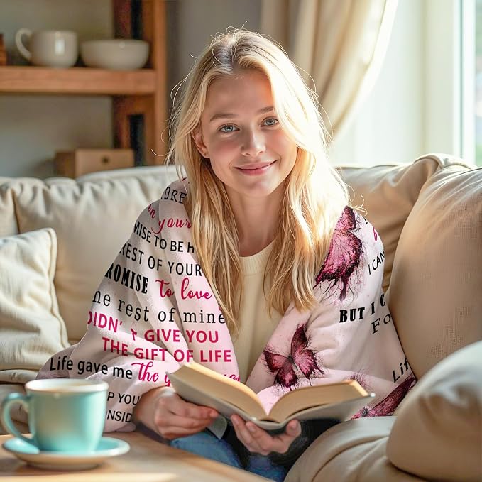Goddaughter Blanket from Godmother, Goddaughter Gifts from Godmother, God Daughter Gift for Birthday, Graduation, Christmas, Soft Flannel Throw Blanket, Pink Butterfly, 60"x50"