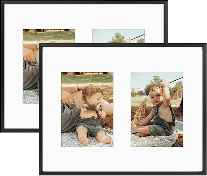 Golden State Art 11x14 Collage Frame w/Mat for 2 5x7 Photos Black 2 Pack