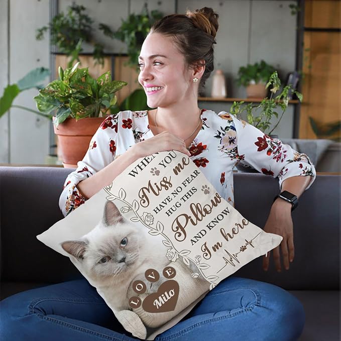 Alienc Personalized Pet Memorial Gifts for Dogs Cats, Custom Pet Memorial Throw Pillow Cover (Optional Pillow Insert), Loss of Dog Sympathy Gift