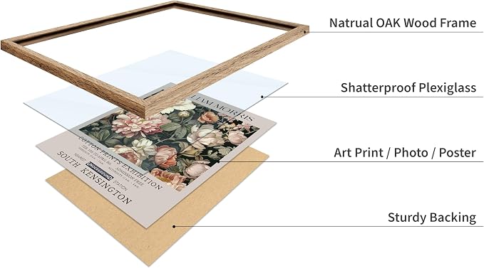 Poster Master William Morris Poster - Pink Peonies Print - Flower Art - Botanical Art - Exhibition Illustration - Textile Pattern Illustration - Floral Illustration - Aesthetic Office or Bedroom Decor - 8x10 Beige Framed