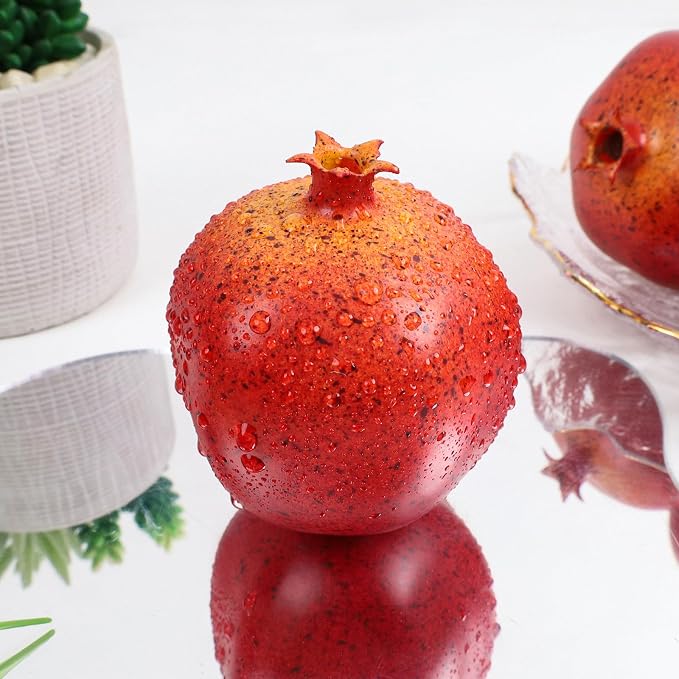 6pcs Artificial Pomegranate Decor, Realistic Plastic Fake Fruit