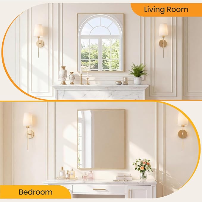 Sweetcrispy Bathroom Mirror, 30" x 36" Rectangle Wall Mount Mirrors | Modern Vanity Mirror with Tempered Glass, Metal Frame, for Home Decor, Anti-Rust, Gold