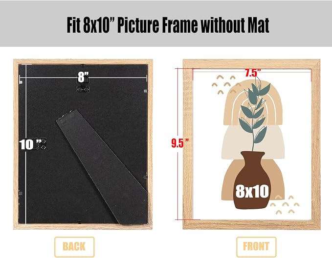 kennethan 8x10 Picture Frame Oak Set of 4, Wooden Poster Frame for Tabletop and Wall Mounting Display for Home, Office,Gallery,Holiday with Photos, Posters, Puzzles