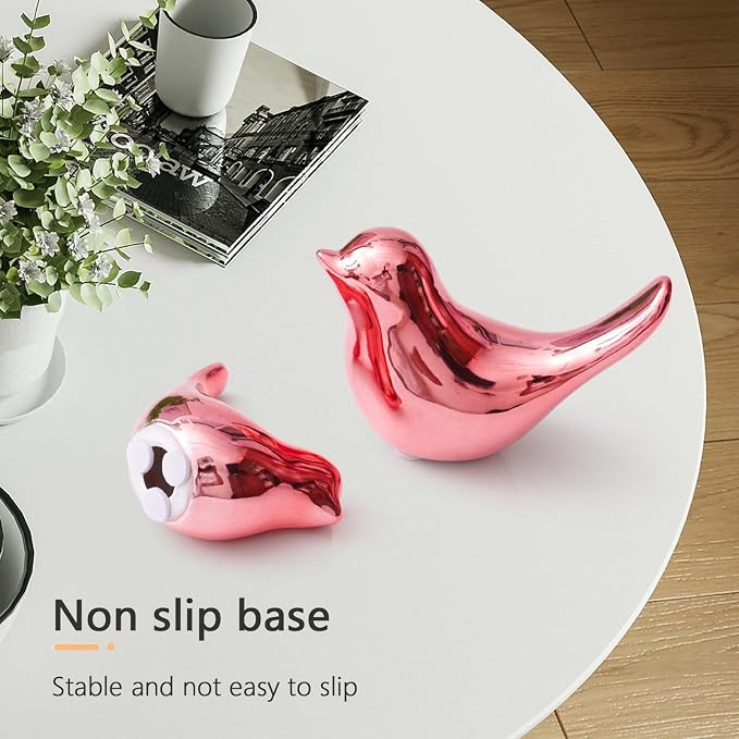Notakia Small Birds Statues Pink Home Decor Modern Style Decorative Ornaments for Living Room, Bedroom, Office Desktop, Cabinets (2Pcs Pink Birds)