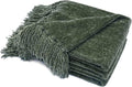 RECYCO Chenille Throw Blanket for Couch, 60"x80", Dark Green | Super Soft Knit Throw Blanket with Fringe Tassels, Lightweight Knitted Throw, Cozy, Ideal for Sofa Chair Bed Living Room Gift