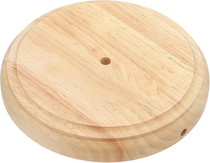 PATIKIL 8.5" x 1.3" Wooden Lamp Base, Round Solid Wooden Base Wood Desk Lamp Display Stand Replacement for Bedroom Bedside Table Lamps DIY