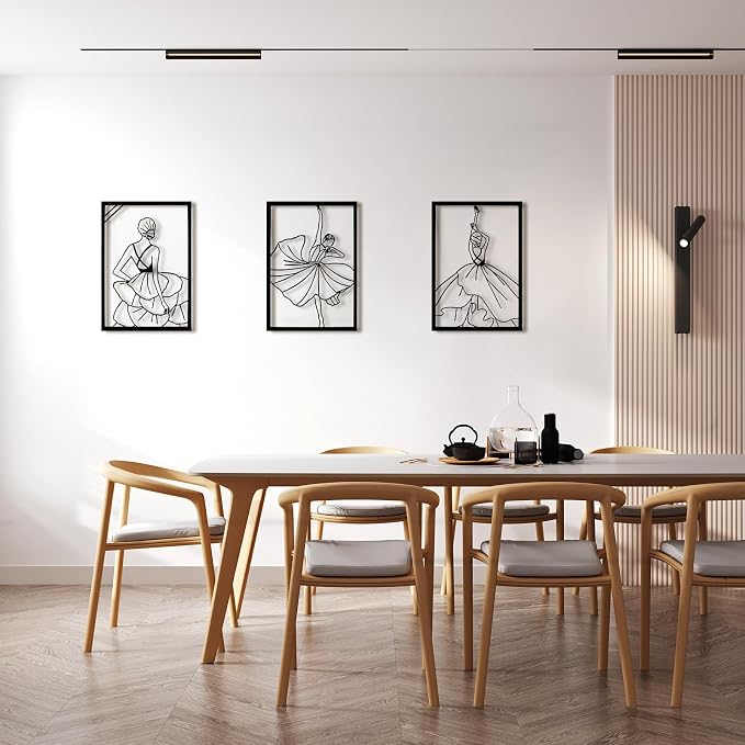 Art3d Set of 3 Black Metal Wall art, Wall Decor for Living room,Dining Room,Hallway, Dance Room, Line Art Wall Décor,Dancer theme Wall Art Style | for Living room,Dining Room,Hallway, Dance Room, Line Art Wall Décor,Dancer theme Wall Art Style