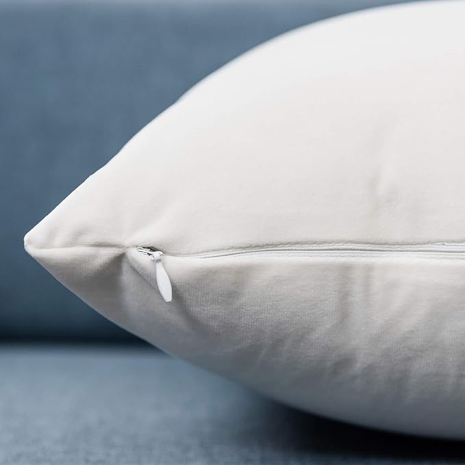 JUSPURBET 12x20 Lumbar Velvet Throw Pillow Covers Set of 2,Cream White
