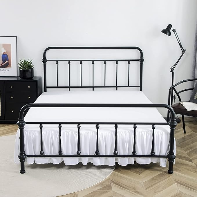 Bed Skirt Twin Size Ruffled Bed Skirt with Split Corners | 18 Inch Drop Dust Ruffle Bed Skirt with Platform, White