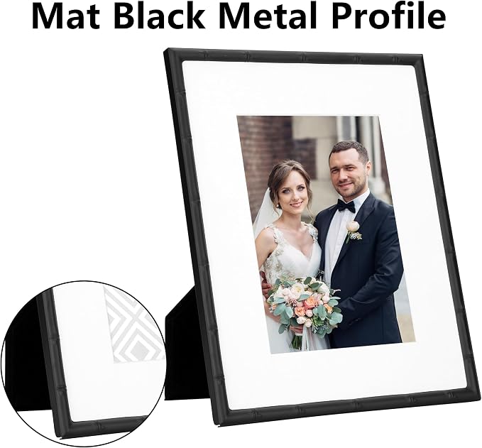 3-2x3'' Black Multi Metal Picture Frames,3 section frames 2pack, Elegant Bamboo Detail Designs Plated Photo Frames 3-2x3'' Baby Nurse frames With Soft Touch Velvet Backing for Desktop and Wall Décor(Black)