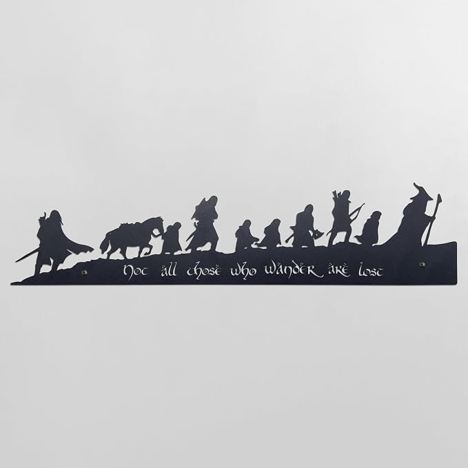 Xyverart Lord Middle Wall Art, Metal Fantasy Hobbit Wall Art Decor | Unique Gift For Lord Fan And Movie Lovers Home Decor, 15.7" X 3.6", Black