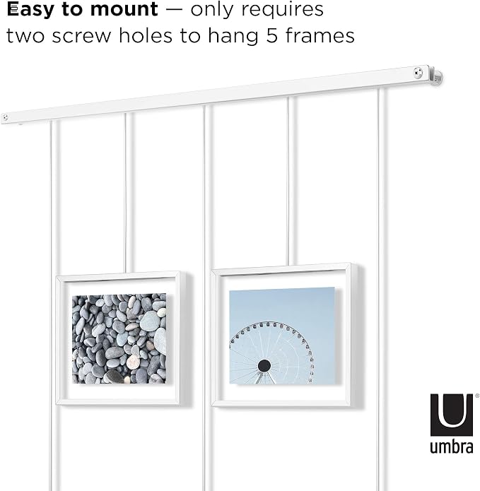 Umbra Exhibit Picture Frame Gallery Set Holds Five Photos, White
