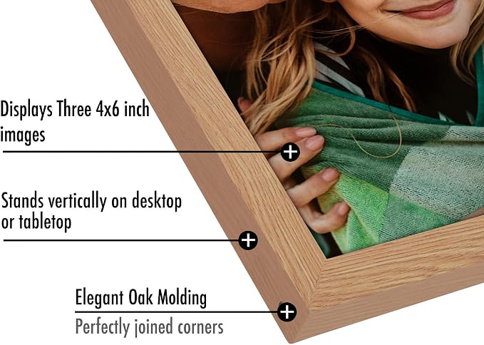 Americanflat 4x6 Hinged Triple Picture Frame - Engineered Wood - Dark Oak