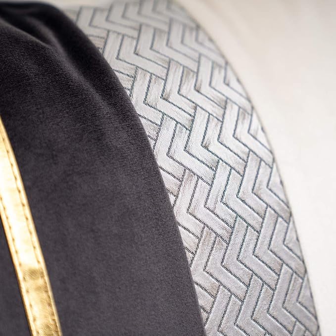 Yangest Dark Grey Patchwork Velvet Throw Pillow Cover with Gold Striped Leather Cushion Case Modern Luxury Pillowcase for Sofa Couch Bedroom Living Room Home Decor,18"x18"
