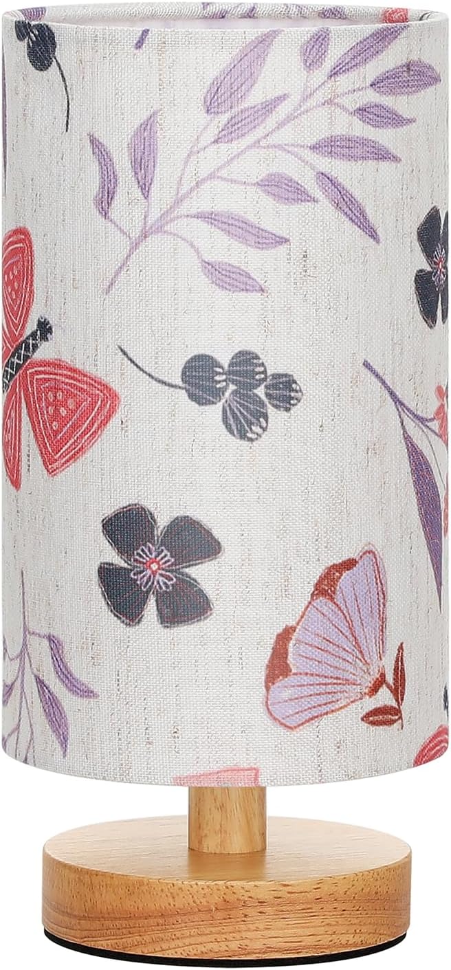 Fenmzee Small Table Lamps (Butterfly Cream Shade, 9" Inline Control)