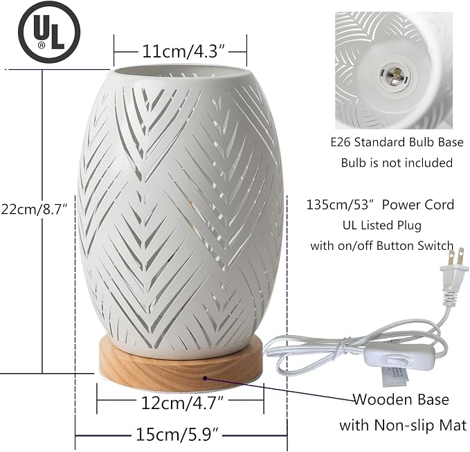 Modern Table Lamp, E26 60W Night Light Metal Hollow Table lamp for Bedroom Living Room Home Decor Office Restaurant Bar (Without Bulb)