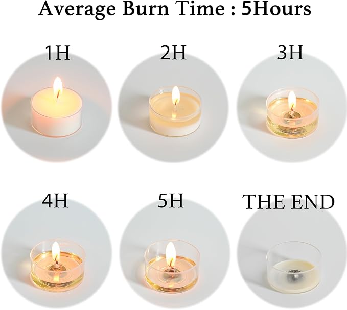 12 Coloful Unscented Natural Soy Tealight Candles in Clear Cup
