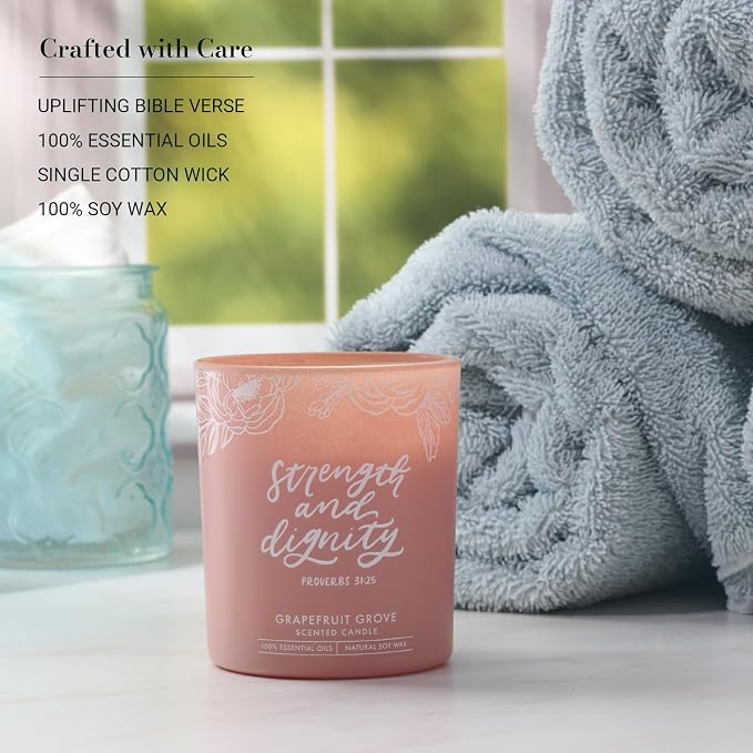 Christian Art Gifts Soy Wax Scented Candle: Strength & Dignity Bible Verse