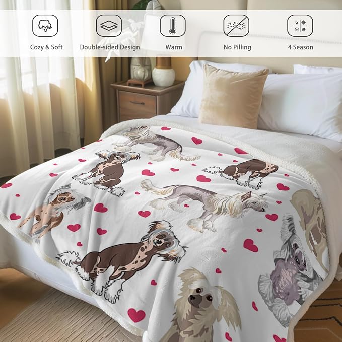 BlessLiving Red Hearts Dog Cat Print Blanket Twin Plush | Kids; BlessLiving Red Hearts Dog Cat Print; Plush; Blanket; Cute; Puppy; for; Adults; 3D; Animal; Gift; Pet; Lovers