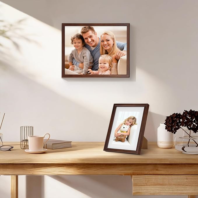 12x12 Picture Frame, Natural Walnut Photo Frame Set with Real HD Glass