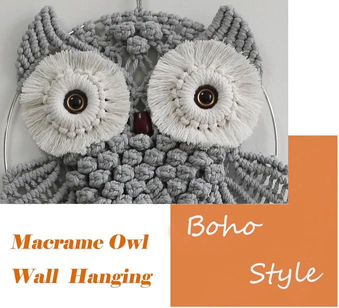 Achart Owl Macrame Wall Hanging-Hand Woven Boho Tapestry-Macrame Wall Decor