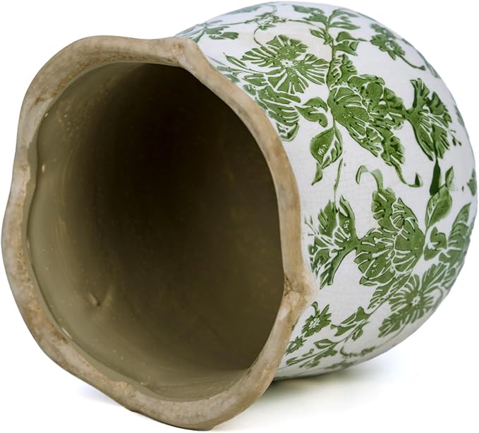 Dosayes Rustic Ceramic Pot for Plant, 6 Inch Vintage Flower Pot (Green)