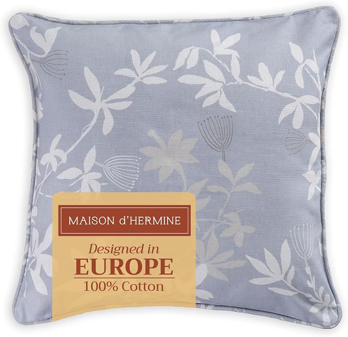 Maison d' Hermine Throw Pillow Covers 100% Cotton (20" x 20" - Pack of 1)