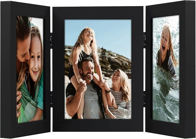 Americanflat 5x7 Hinged Triple Picture Frame - Engineered Wood - Black