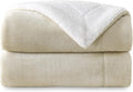 SOCHOW Sherpa Fleece Throw Blanket, Linen, 50x60 inches | Double-Sided Super Soft Luxurious Plush Blanket Throw Size