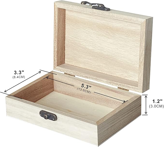 24-Pack Small Wood Box for Crafts 6"x4"x2" Unfinished Wooden Box with Lid Keepsake Box for Jewelry Storage DIY Crafts