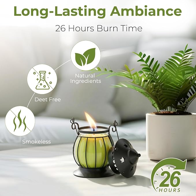 Citronella Candles Outdoor, 2 Pack 6oz Lemongrass Scented Soy Wax Candles