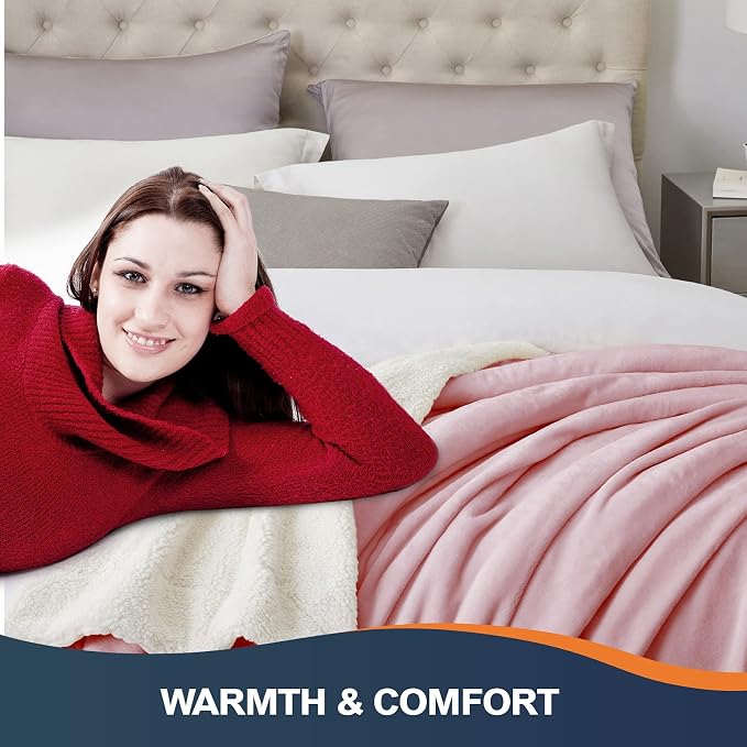Walensee Sherpa Fleece Blanket (King Size 108”x90” Blush) Plush Throw Fuzzy Super Soft Reversible Microfiber Flannel Blankets for Couch, Bed, Sofa Ultra Luxurious Warm and Cozy for All Seasons