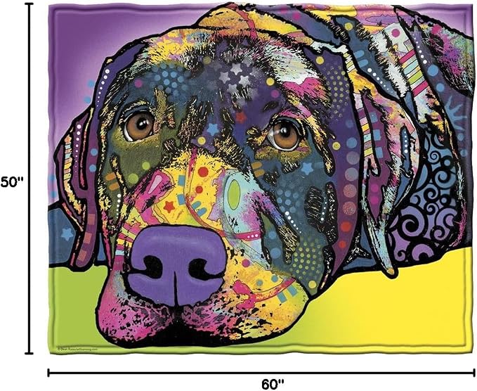 Dawhud Direct Colorful Dog Fleece Blanket for Bed, 50 x 60 inches Dean Russo Labrador Fleece Throw Blanket for Women, Men and Kids - Super Soft Plush Dog Blanket Throw Plush Blanket for Dog Lovers